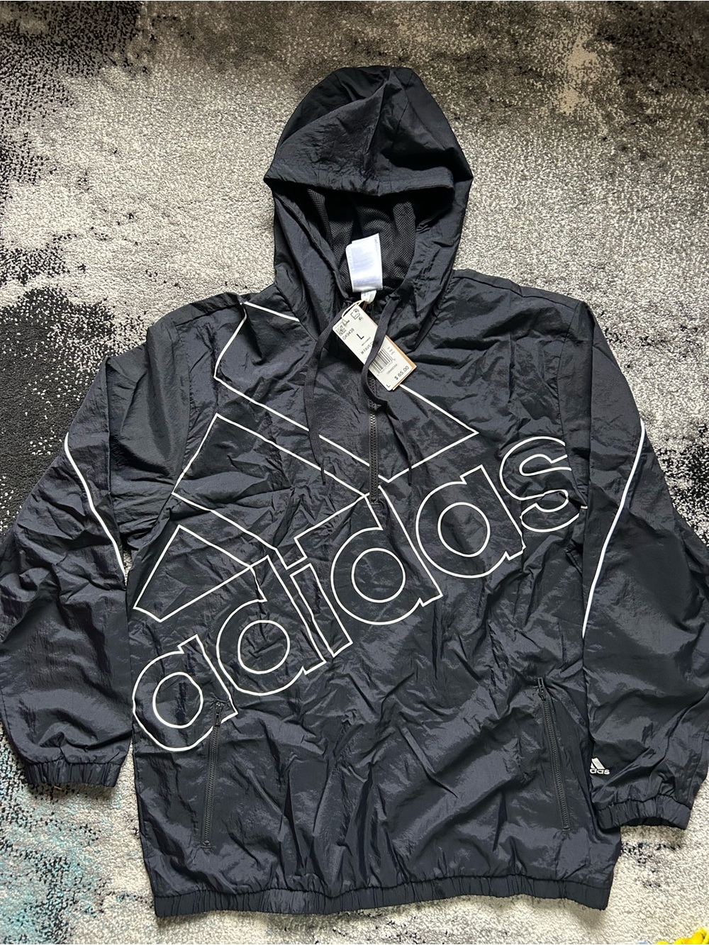 NWT Adidas Large Men's Essentials Giant Logo Windbreaker Jacket